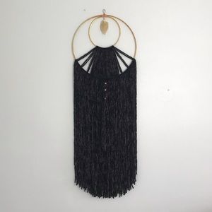 Modern hoop wall hanging gold black velvet
